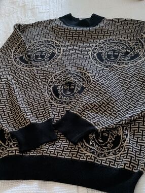 Gran Sasso Black & Cream Turtleneck Sweater with Geometric Knit